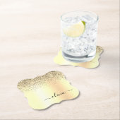 Gold Glitter Girly Luxury Modern Monogram Naam Kartonnen Onderzetters (Insitu)