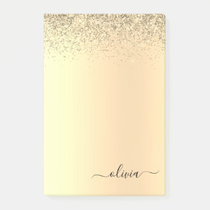 Gold Glitter Girly Luxury Modern Monogram Naam Post-it® Notes