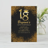 Gold Glitter Glam Crown Diamond Bling 18 e Kaart (Staand voorkant)