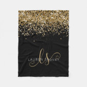 Gold Glitter Glam Monogram Naam Fleece Deken (Voorkant)