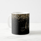 Gold Glitter Glam Monogram Naam Koffiemok (Voorkant links)