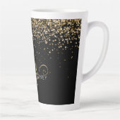Gold Glitter Glam Monogram Naam Latte Mok (Rechts)