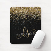 Gold Glitter Glam Monogram Naam Muismat (Met muis)