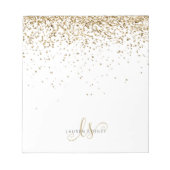 Gold Glitter Glam Monogram Naam Notitieblok (Voorkant)