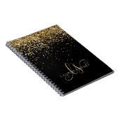 Gold Glitter Glam Monogram Naam Notitieboek (Rechterzijde)