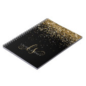 Gold Glitter Glam Monogram Naam Notitieboek (Linkerzijde)