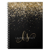 Gold Glitter Glam Monogram Naam Notitieboek (Voorkant)