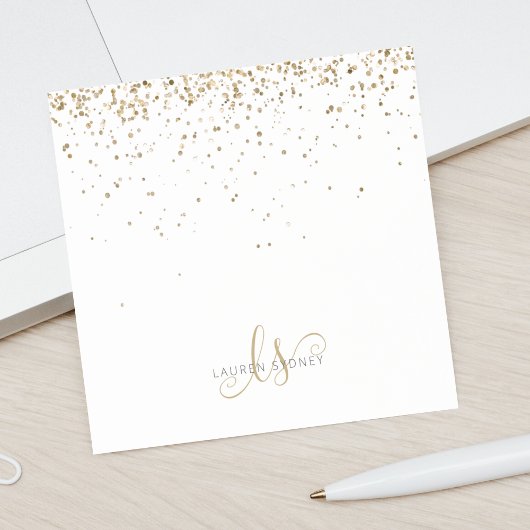 Gold Glitter Glam Monogram Naam Post-it® Notes