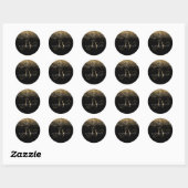 Gold Glitter Glam Monogram Naam Ronde Sticker (Vel)