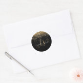 Gold Glitter Glam Monogram Naam Ronde Sticker (Envelop)