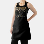 Gold Glitter Glam Monogram Naam Schort (Insitu)