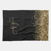 Gold Glitter Glam Monogram Naam Theedoek (Horizontaal)