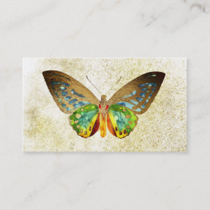 *~* Gold Glitter Gold Gilded White Butterfly Visitekaartje