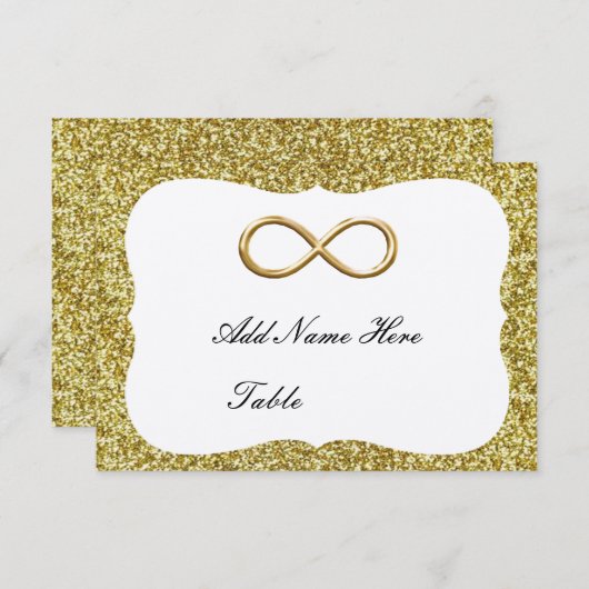 Gold Glitter Gold Infinetable Place Card Kaart (Voorkant / Achterkant)