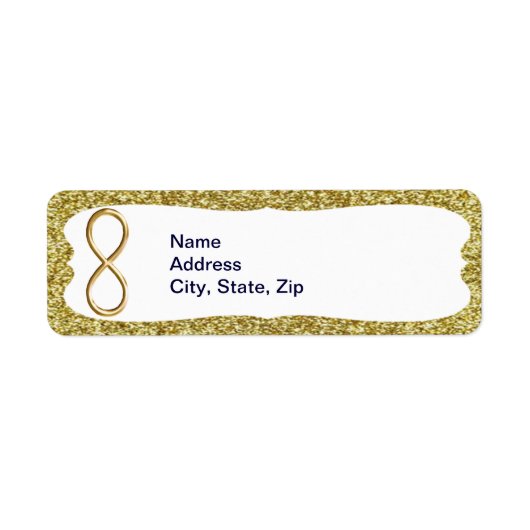 Gold Glitter Gold Infinity-Adresetiketten Etiket (Voorkant)