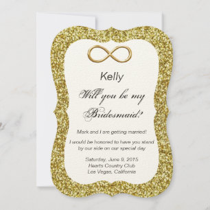 Gold Glitter Gold Infinity Bridesmaid Kaart
