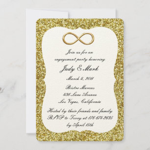 Gold Glitter Gold Infinity Engagement Party nodigt Kaart