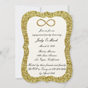 Gold Glitter Gold Infinity Engagement Party nodigt Kaart