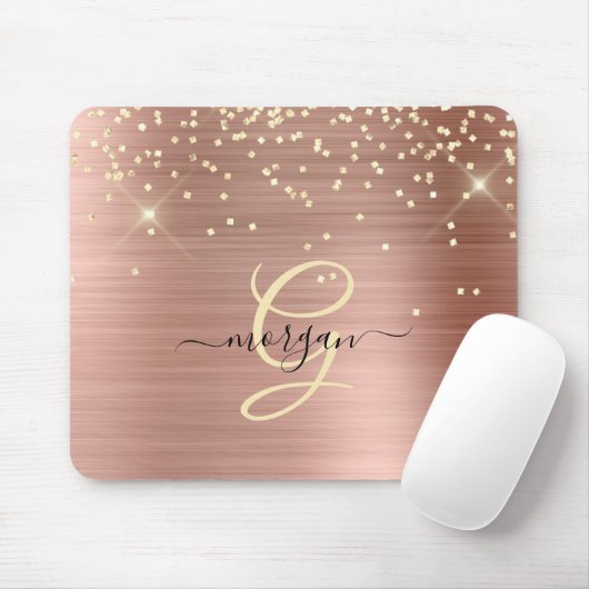 Gold Glitter, Gold Monogram, Black Script Name Muismat (Met muis)