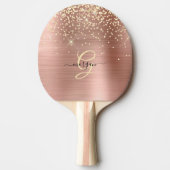 Gold Glitter, Gold Monogram, Black Script Name Tafeltennisbatje (Voorkant)