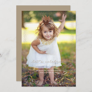 Gold Glitter Golden Birthday Invitation Kaart