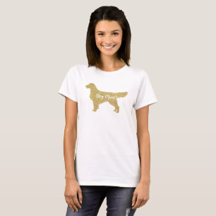 Gold Glitter Golden Retriever Dog Mum T-shirt