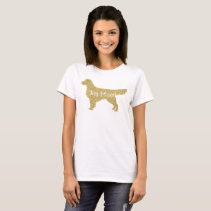 Gold Glitter Golden Retriever Dog Mum T-shirt
