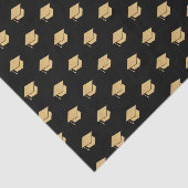 Gold Glitter Graduation Cap Patroon Zwart Tissuepapier (Detail)