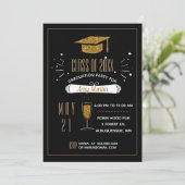 Gold Glitter Graduation Party Invitation Kaart (Staand voorkant)