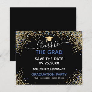 Gold Glitter Graduation Party Save the Date Invita