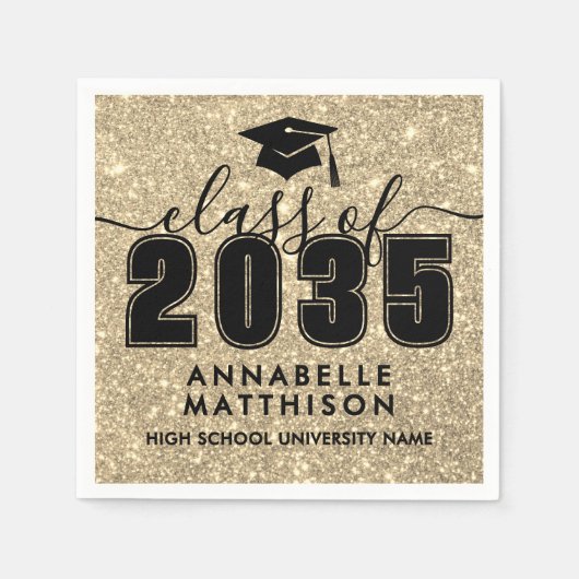 Gold Glitter Graduation Servet (Voorkant)