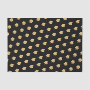 Gold Glitter Gradup Cap Pattern Black Tissuepapier