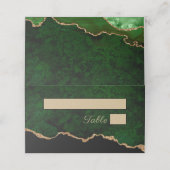 Gold Glitter Green Agate Wedding Place Card (Buitenkant ongevouwen)