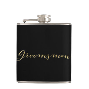 Gold Glitter Groomsman Flask Heupfles