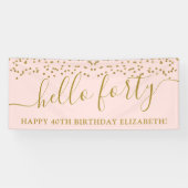 Gold Glitter Hallo 40e verjaardag Spandoek (Horizontaal)