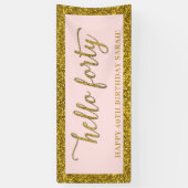 Gold Glitter Hallo 40e verjaardag Spandoek (Verticaal)