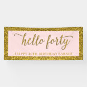 Gold Glitter Hallo 40e verjaardag Spandoek (Horizontaal)