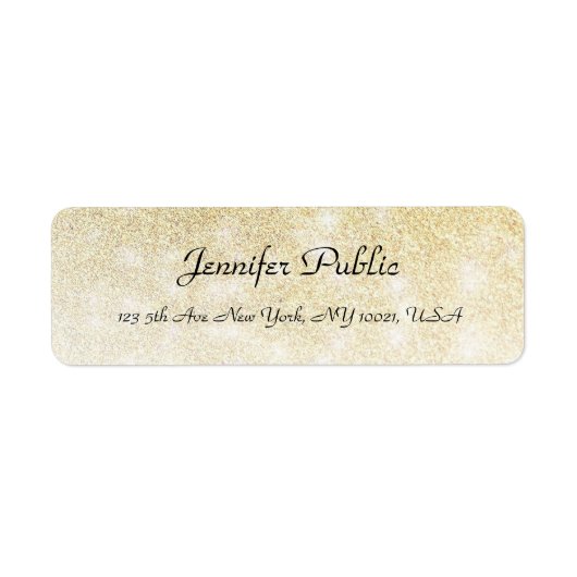 Gold Glitter Handwriting Script Elegant Sjabloon Etiket (Voorkant)