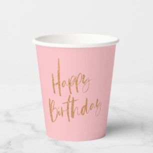 Gold Glitter Happy Birthday Papieren Bekers