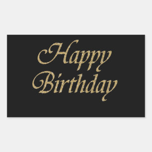 Gold Glitter Happy Birthday Rechthoekige Sticker