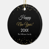 Gold Glitter Happy New Year Black Keramisch Ornament (Links)