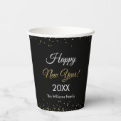 Gold Glitter Happy New Year Black Party Papieren Bekers (Achterkant)