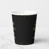Gold Glitter Happy New Year Black Party Papieren Bekers (Links)