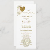 Gold Glitter Hart en Sterren Trouwprogramma Programma (Voorkant / Achterkant)