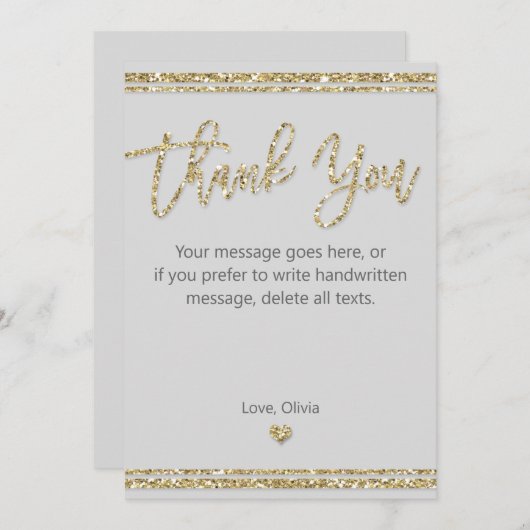 Gold Glitter - Hartelijk dank Kaart (Voorkant / Achterkant)