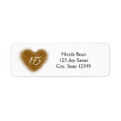 Gold Glitter Heart 15 Quinceincera Adresetiketten Etiket (Voorkant)