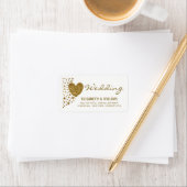 Gold Glitter Heart en Stars Wedding Etiket (Insitu)