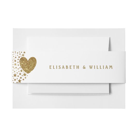 Gold Glitter Heart en Stars Wedding Uitnodigingen Wikkel (Voorkant Voorbeeld)