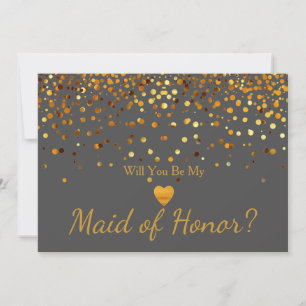 Gold Glitter Heart Faux dienstmeisje Kaart