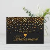 Gold Glitter Heart Faux Kaart (Staand voorkant)